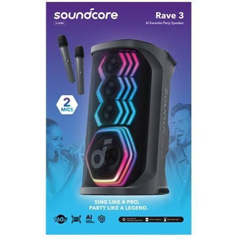 Wholesale-Anker Rave3s Soundcore Wireless Karaoke Party Speaker W/ 2X Wireless Microphones (Black) - A31A3012-Wireless Karaoke Speakers-Electro Vision Inc
