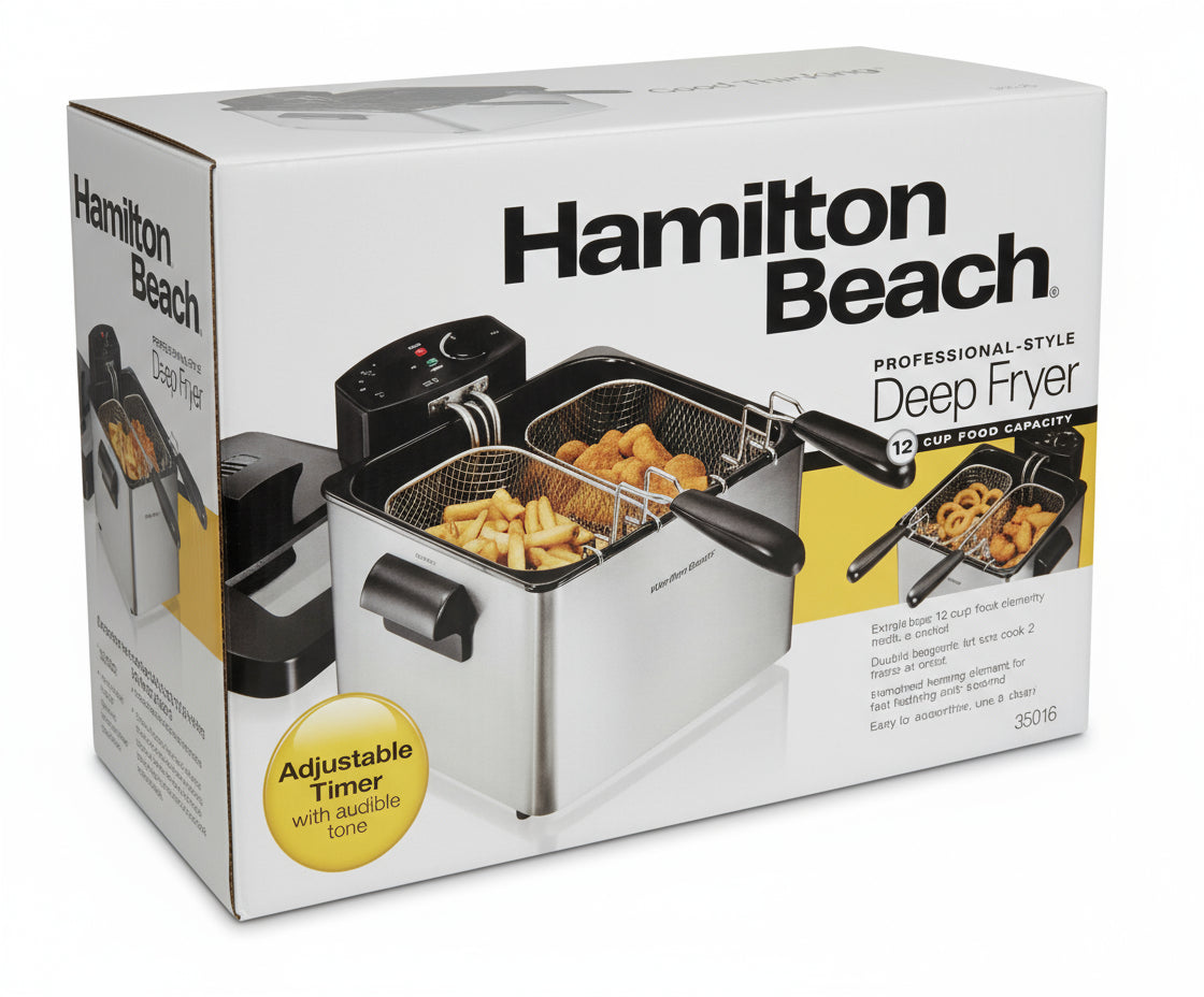 Wholesale-Hamilton Beach 35036 Double Basket Electric Deep Fryer-Kitchen Appliance-Electro Vision Inc