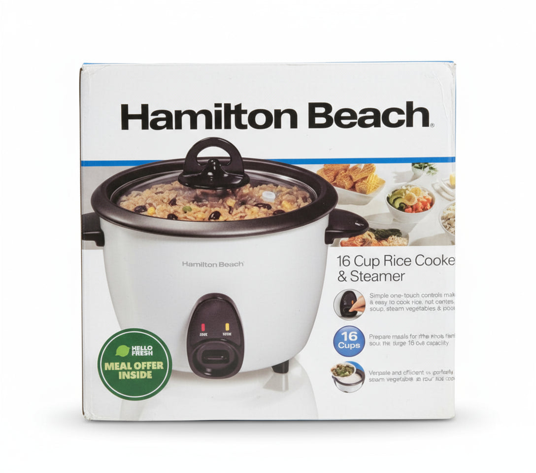 Wholesale-Hamilton Beach 37516 Rice Cooker & Food Steamer 16 Cup Capacity (White)-Cooker-Electro Vision Inc