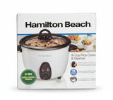 Wholesale-Hamilton Beach 37516 Rice Cooker & Food Steamer 16 Cup Capacity (White)-Cooker-Electro Vision Inc