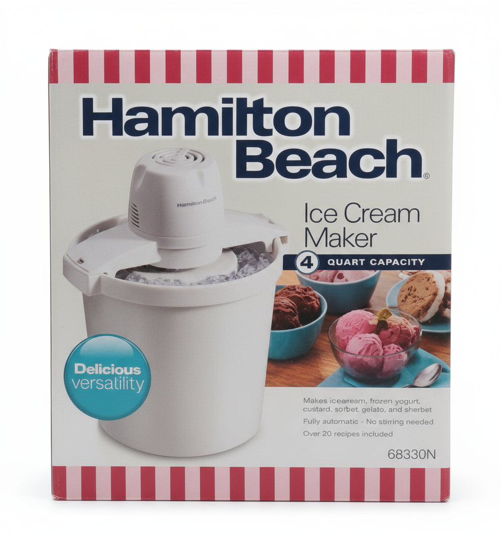 Wholesale-Hamilton Beach 68330 Ice Cream Maker 4qt Stainless Steel-Kitchen Appliance-Electro Vision Inc