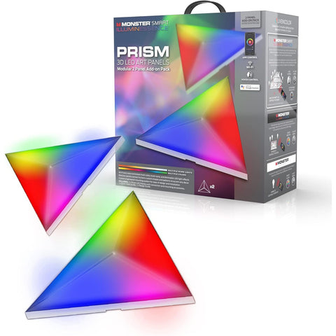 Wholesale-Monster MLB71038RGB Smart Modular 3D LED Art Panel – 2-Pack | Customizable RGB Wall Lighting-LED Light-Electro Vision Inc