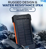 Wholesale-Techbro PTB1010 Solar Power Bank 10,000 mAh with USB-C Cable Included-Power Bank-Electro Vision Inc