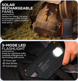 Wholesale-Techbro PTB1010 Solar Power Bank 10,000 mAh with USB-C Cable Included-Power Bank-Electro Vision Inc