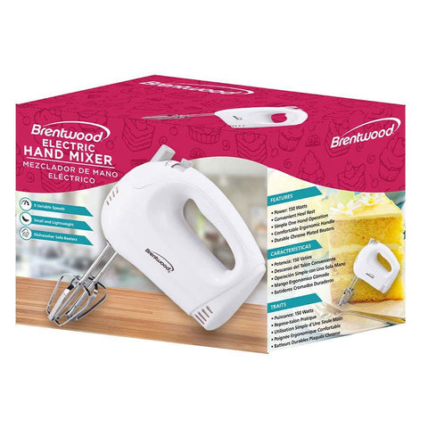 Wholesale-Brentwood HM45 Hand Mixer 5-Speed 150W - White-Kitchen Appliance-Electro Vision Inc