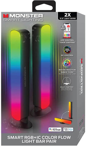 Monster MLB72027RGB 2-in-1 Smart Sound Reactive Monitor Desk LED Light Sound Reactive