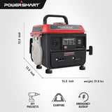 PowerSmart 1200W Gas Fuel Generator Portable Inverter for Camping Outdoor, Low Noise with AC Outlet