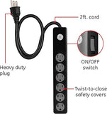 GE 47223 Surge Protector 6-Outlet - 2 Ft Extension Cord