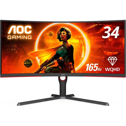 Wholesale-AOC CU34G3S Frameless Curved Ultrawide Gaming Monitor, WQHD 3440 x1440-Monitor-Electro Vision Inc