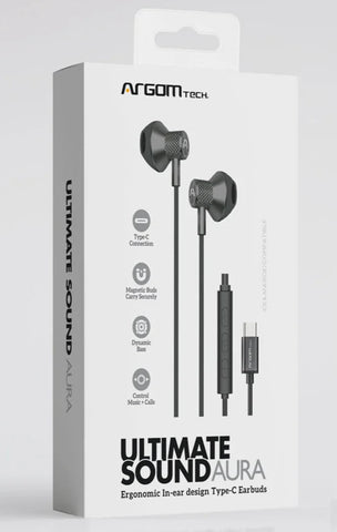 Argom HS-2032BK EARBUDS ULTIMATE SOUND AURA TYPE-C BLACK