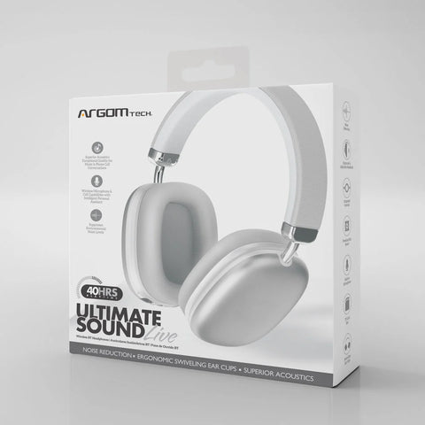 ARGOM ARG-HS2553WH ULTIMATE SOUND LIVE BT HEADPHONE, WHITE