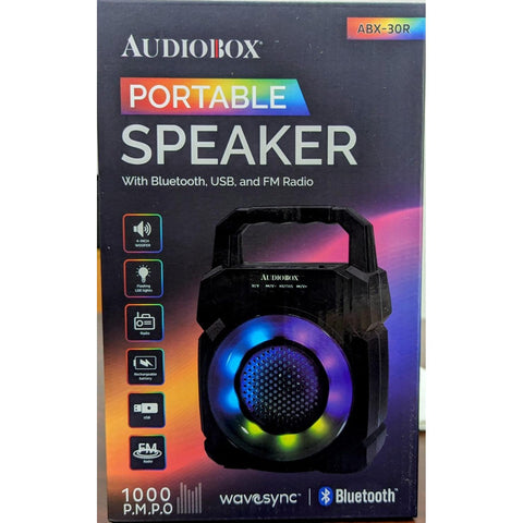 Wholesale-AUDIOBOX ABX30r PORTABLE MINI SPEAKER - 3" - RING LIGHT-Speakers-Electro Vision Inc