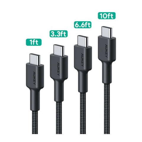 Wholesale-AUKEY CB-CD37 Type-C 1ft, 3.3ft, 6.6ft, and 10ft cables (4-PK)-USB Cable-Electro Vision Inc