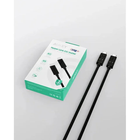 Wholesale-AUKEY CB-TCC241 Hyperlink USB-C to C Cable USB4 50V 5A 240W 0.8M - Black-USB Cable-Electro Vision Inc