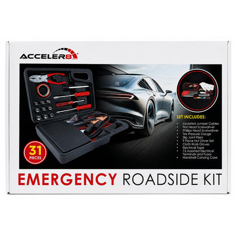 Wholesale-Accelr8 E681 Emergency Roadside Toolkit (31 Pc) - Black-Auto Emergency Kit-Electro Vision Inc