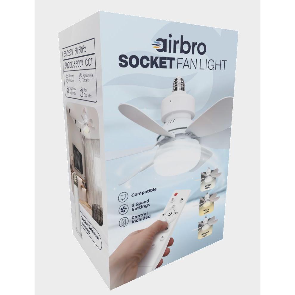 Wholesale-AirBro FLA21 Socket Fan Light w/ 3 Speed-Fan Light-Electro Vision Inc