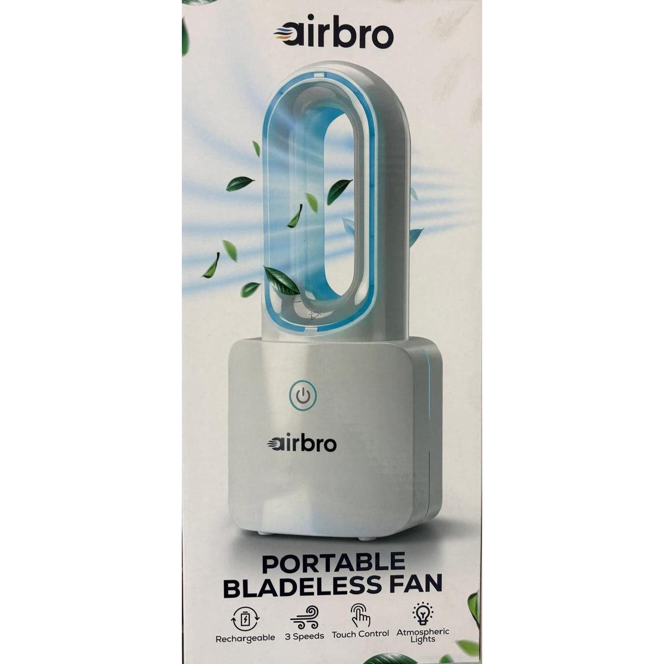 Wholesale-Airbro FBL13R Bladeless Rechargeable Fan 13"-Rechargeable Fan-Electro Vision Inc