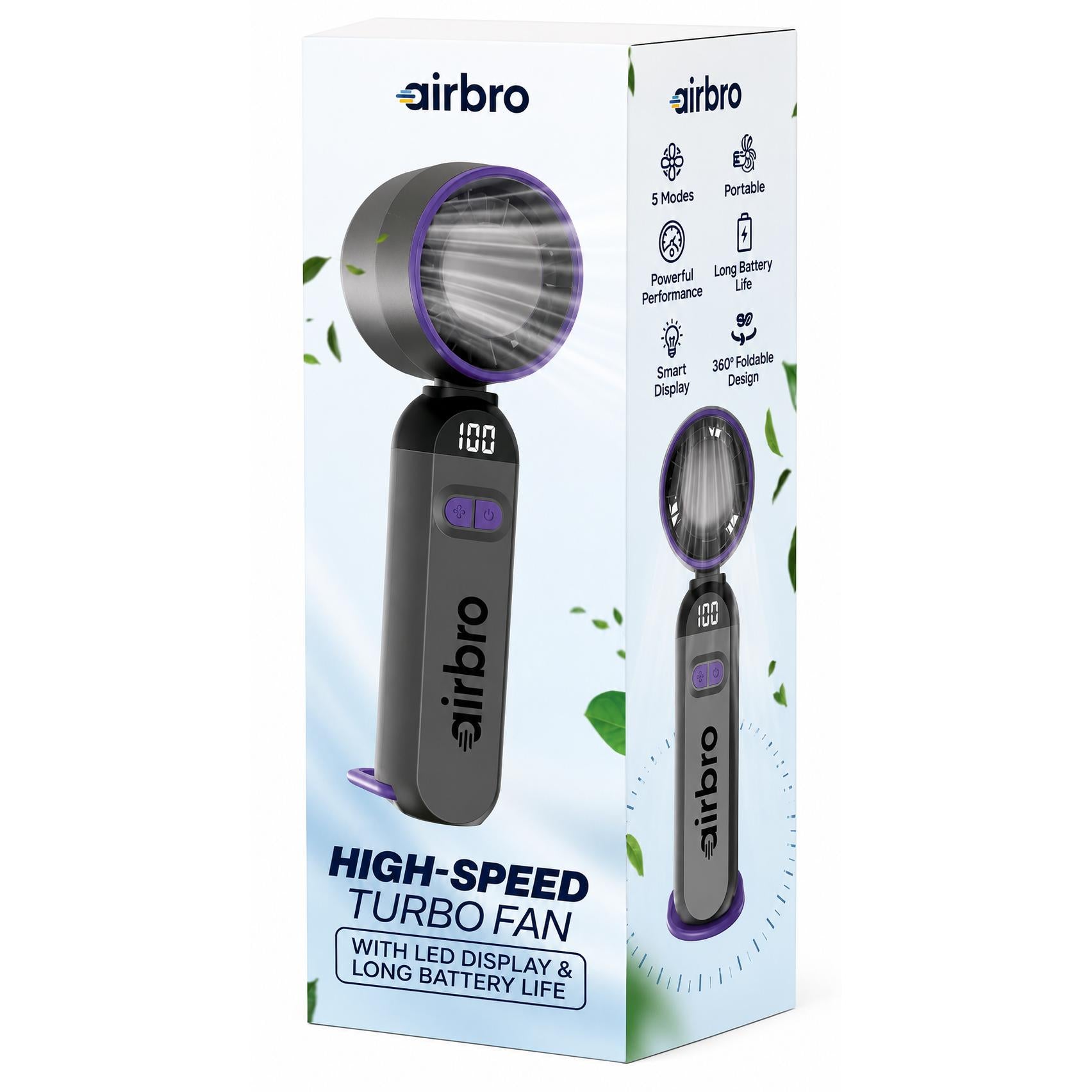 Wholesale-Airbro FHH1100GRY Handheld Turbine Fan - Gray-Handheld Fan-Electro Vision Inc