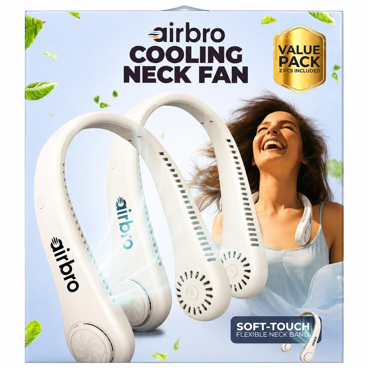Wholesale-Airbro FNE100 Cooling Neck Fan (2 Pack)-Neck Fan-Electro Vision Inc