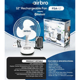 Wholesale-Airbro FSA-12 12-Inch Rechargeable Fan – Bluetooth & Solar Charging-Electro Vision Inc