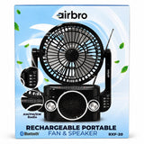 Wholesale-Airbro RXF-20 Rechargeable Portable Fan & Bluetooth Speaker - 5"-Speaker Fan-Electro Vision Inc