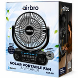 Wholesale-Airbro RXF-50 Solar Portable Fan & Bluetooth Speaker with FM/AM - 7"-Solar Fan-Electro Vision Inc