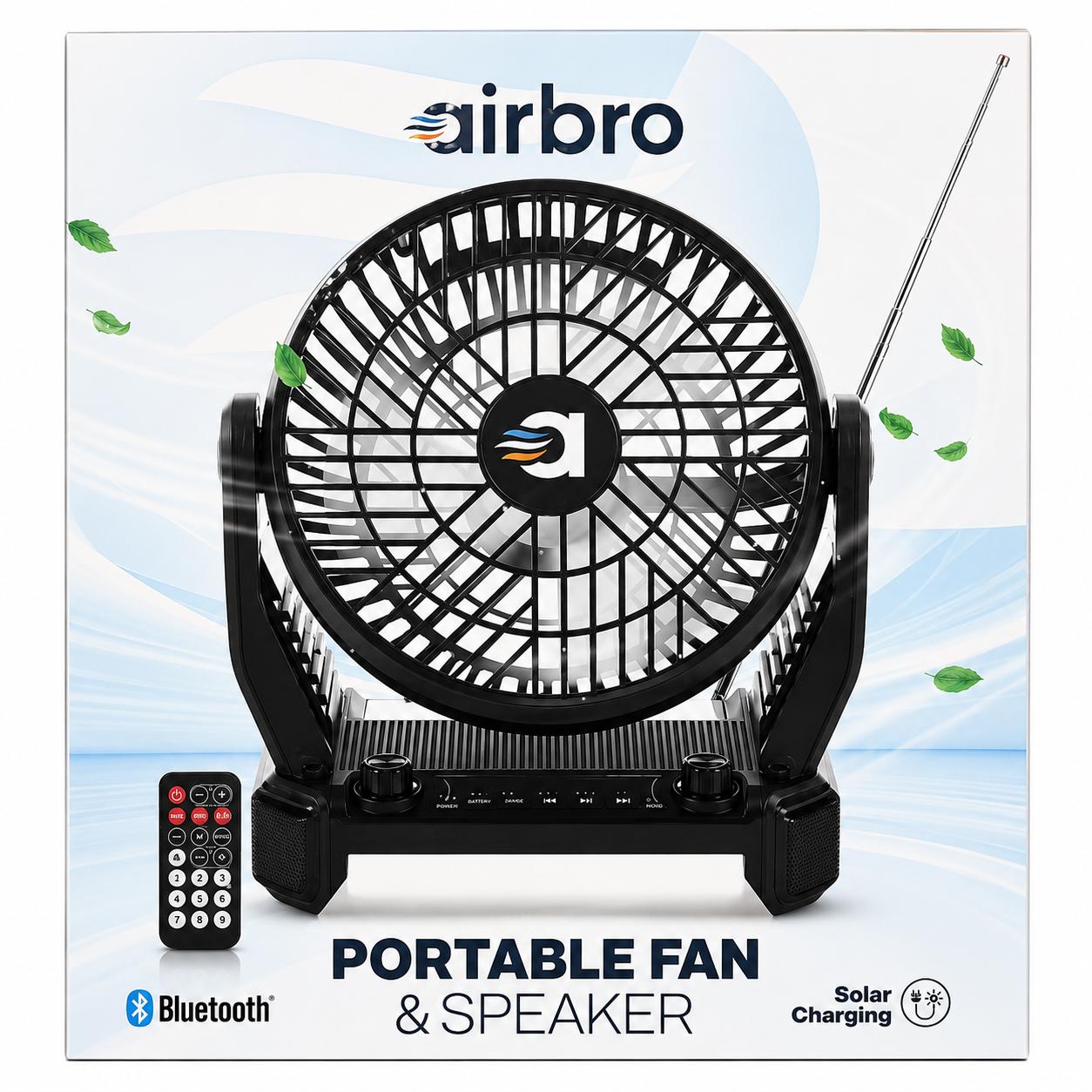 Wholesale-Airbro RXF40 Rechargeable Fan and Radio - 7"-Radio Fan-Electro Vision Inc
