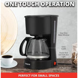 Wholesale-Aiwa WCF11007BLK Compact Coffee Maker, 6 Cup (22 oz), Reusable Filter, Coffee Scoop, Non-Stick Warming Plate - Black-Coffee Maker-Electro Vision Inc