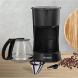 Wholesale-Aiwa WCF11007BLK Compact Coffee Maker, 6 Cup (22 oz), Reusable Filter, Coffee Scoop, Non-Stick Warming Plate - Black-Coffee Maker-Electro Vision Inc