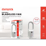 Wholesale-Aiwa WPF41010WHT Portable Bladeless Fan - White-Portable Fan-Electro Vision Inc