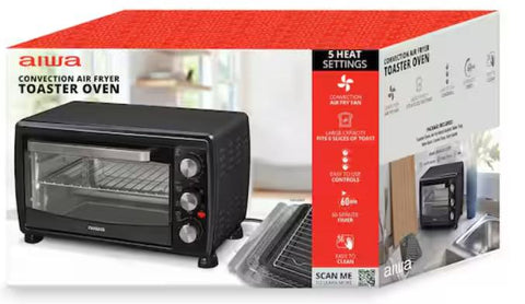 Wholesale-Aiwa WTO11001BLK Convection Air Fryer Toaster Oven 5-in-1, 1400W - Black-Air Fryer Oven-Electro Vision Inc