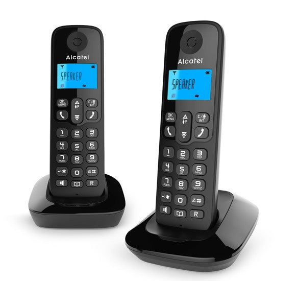 Wholesale-Alcatel E395-DUO-BLK Hands Free Dual Handset Cordless Telephone - Black-Cordless Phone-Electro Vision Inc