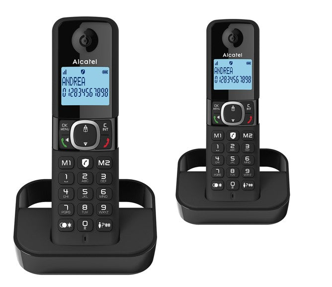 Wholesale-Alcatel F860CB-DUO-BLK Dual Handset Cordless Telephone with Call Block - Black-Cordless Phone-Electro Vision Inc