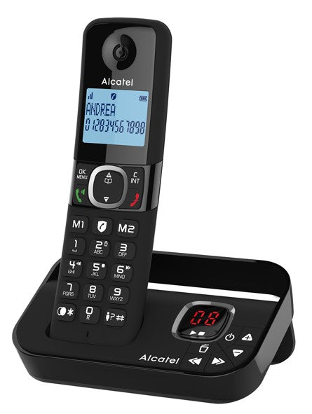 Wholesale-Alcatel F860CB-VOICE-BLK Single Handset Cordless Telephone with Answering Machine - Black-Cordless Phone-Electro Vision Inc
