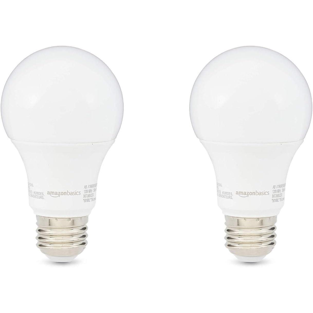 Wholesale-Amazon Basics 60W Equivalent, Soft White, Dimmable, 10,000 Hour Lifetime, A19 LED Light Bulb | 2-Pack-LED Light-Electro Vision Inc