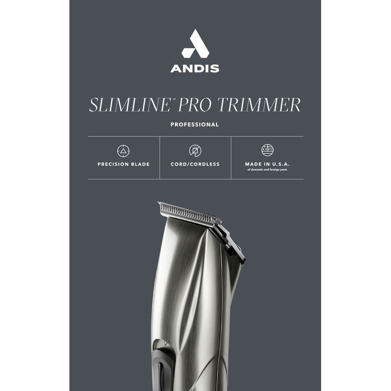 Wholesale-Andis 32810 Slimline Pro Li T-Blade Trimmer Chrome-Trimmer-Electro Vision Inc