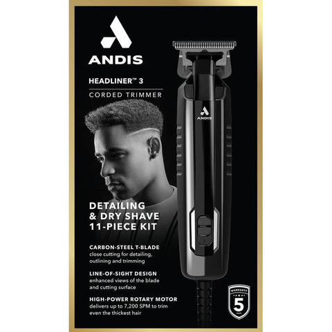 Wholesale-Andis 561989 Headliner LS4 3 Corded Trimmer 11-Piece Kit-Men's Grooming-Electro Vision Inc