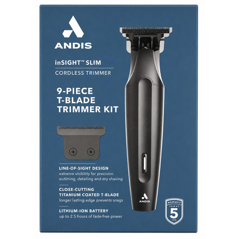 Wholesale-Andis 562072 inSIGHT Slim 9pc T-Blade Cordless Trimmer Kit, Black (CLT-V)-Trimmer Kit-Electro Vision Inc
