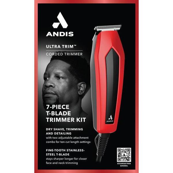 Wholesale-Andis 562101 UltraTrim T-Blade Trimmer 7pc Kit - Red & Black (CPT)-Trimmer Kit-Electro Vision Inc