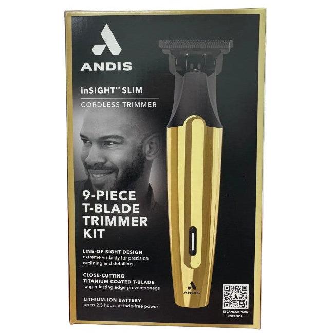 Wholesale-Andis 562442 inSIGHT Slim Cordless T Blade Trimmer, Lithium, 9-Piece Kit - Gold-Trimmer-Electro Vision Inc
