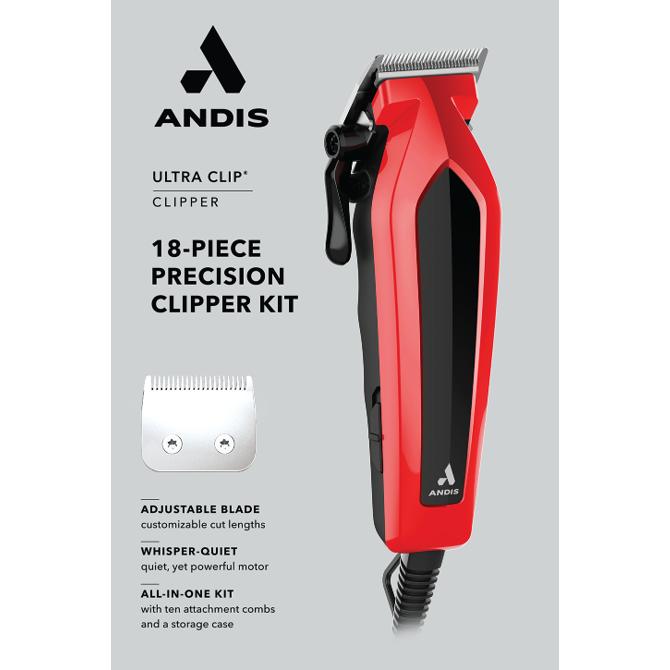 Wholesale-Andis 562612 Ultra Clip 18 Piece Corded Clipper - Red-Hair Clipper & Trimmer Accessories-Electro Vision Inc