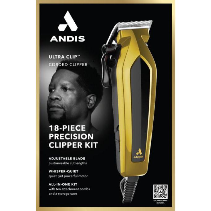 Wholesale-Andis 562616 Ultra Clip 18 Piece Corded Clipper - Gold-Clipper Kit-Electro Vision Inc