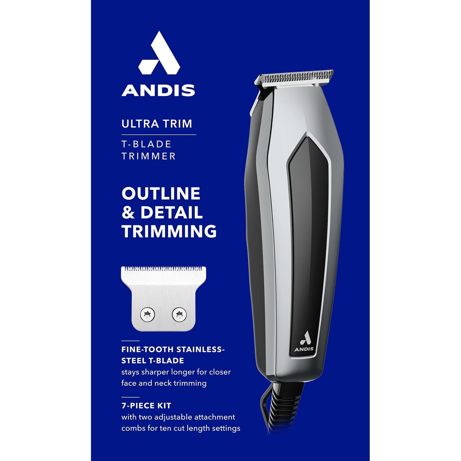Wholesale-Andis 562620 UltraTrim 7pc T-Blade Trimmer Kit - Gray (CPT)-Trimmer Kit-Electro Vision Inc