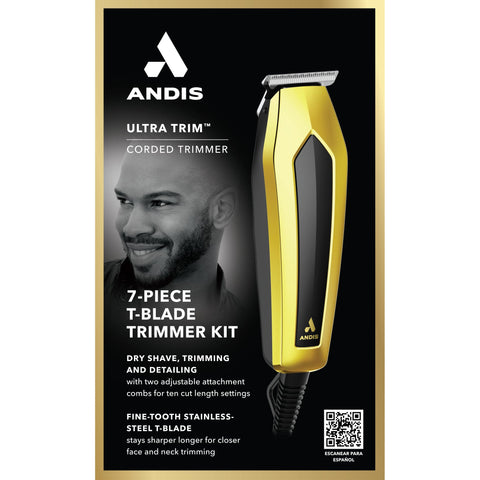 Wholesale-Andis 562776 UltraTrim T-Blade Trimmer 7pc Kit- Gold & Black (CPT)-Trimmer Kit-Electro Vision Inc