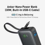 Wholesale-Anker A1259H11 Nano 10K 30W Power Bank with Built-In USB-C Cable-Electro Vision Inc