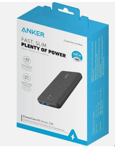 Wholesale-Anker A1365H11-1 Power Core III Sense 20K USB-C Portable Battery Charger - Black-Battery Charger-Electro Vision Inc