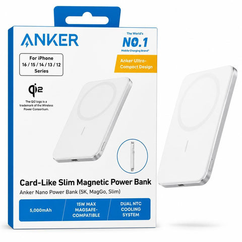 Wholesale-Anker A1665H21 Nano Power Bank (5k, Maggo Slim) - White-Power Bank-Electro Vision Inc
