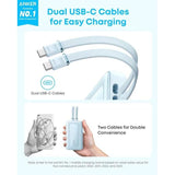 Wholesale-Anker A1680H Power Bank w/ Built In USB-C and Lightning Cable 10000mAh 30W - Blue-Power Bank-Electro Vision Inc