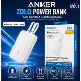 Wholesale-Anker A1680H20 Power Bank w/ Built In USB-C and Lightning Cable 10000mAh 30W - White-Power Bank-Electro Vision Inc