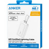 Wholesale-Anker A1680H20 Power Bank w/ Built In USB-C and Lightning Cable 10000mAh 30W - White-Power Bank-Electro Vision Inc